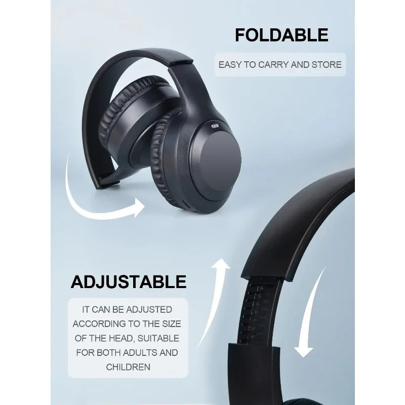 Wireless Bluetooth 5.3 Headphones Over Ear HIFI Stereo Headsets True Sport Gamer Earphone TF/AUX Music Player with HD Mic